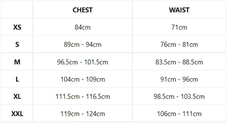 Saltrock Mens Size Chart