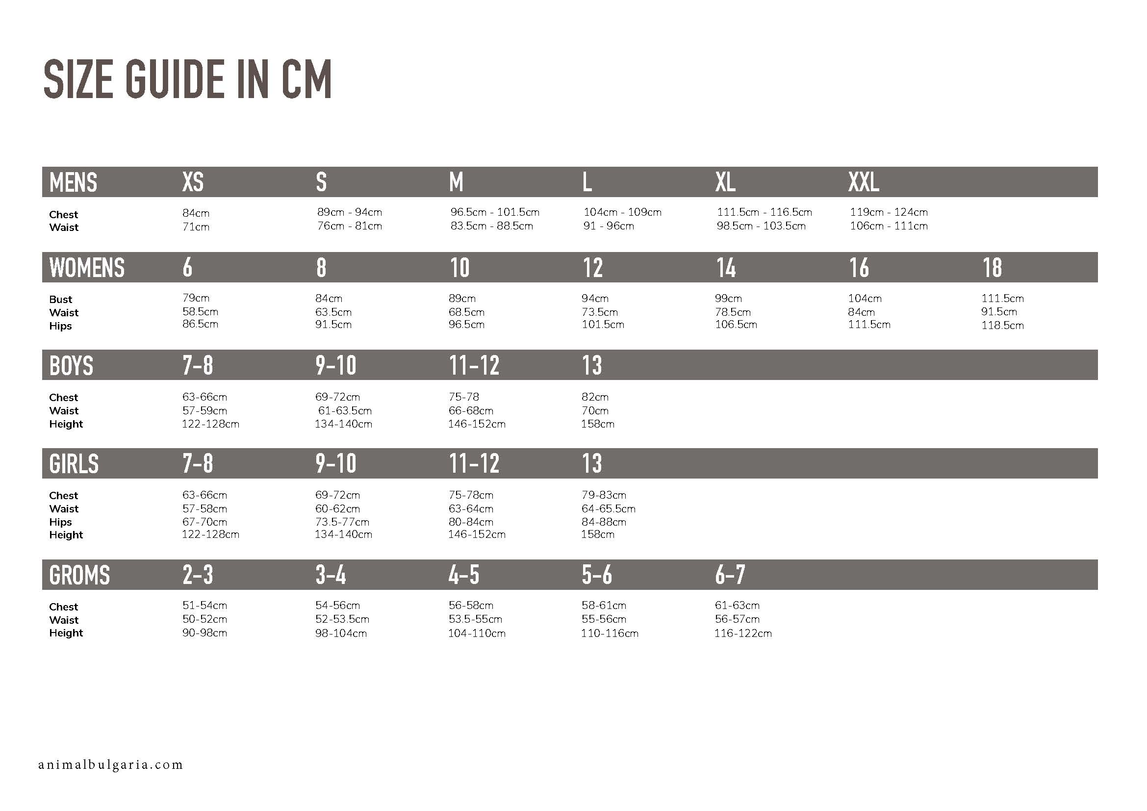 Saltrock Size Guide 2