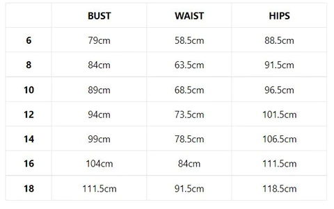 Saltrock Womens Size Chart